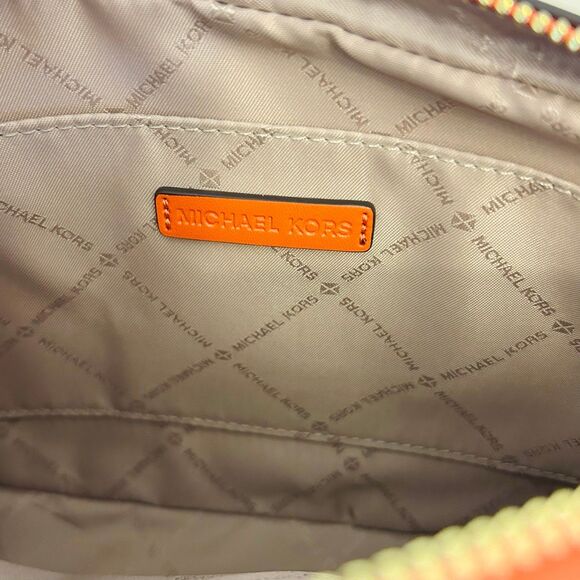 Michael Kors Purse Jet Set Large Ombré Signature Logo Crossbody Body Red Clay - Picture 9 of 12